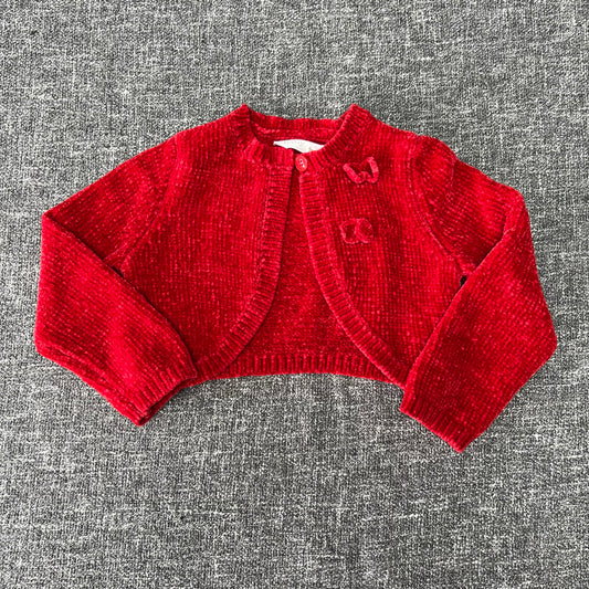 Girls 18-24 Month Red Chenille Bolero Cardigan