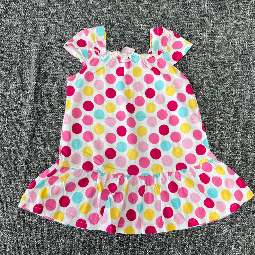 Girls 6-9 Month White Summer Dress With Multi-coloured Spots