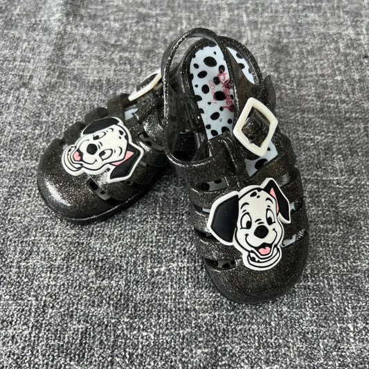 Girls Size 6uk / 23eu Black Sparkly Disney 101 Dalmatians Jelly Shoes