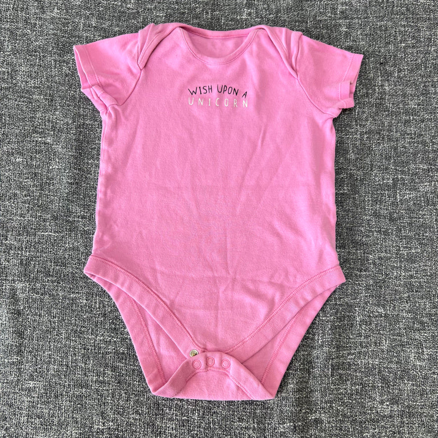 Girls 2-3 Year Pink "Wish Upon A Star" Short Sleeved Bodysuit