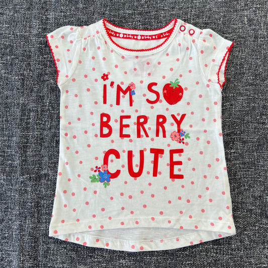 Girls 9-12 Month Cream With Pink Spots "I'm So Berry Cute" T-shirt