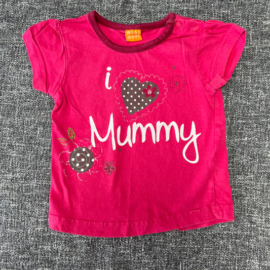 Girls 6-9 Month Dark Pink "I love Mummy" T-shirt