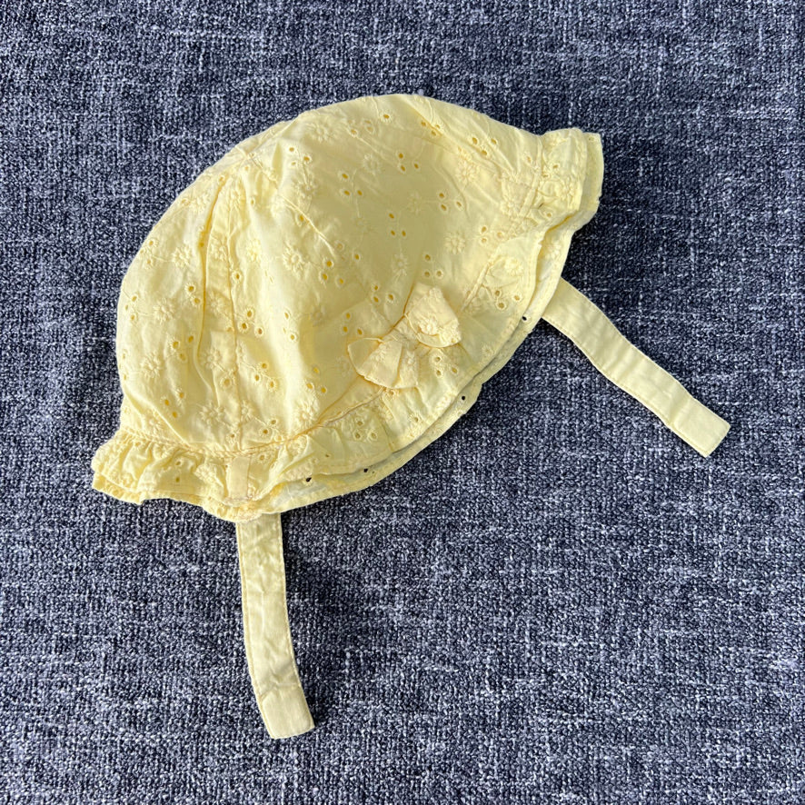 Girls 6-9 Month Yellow Embroidery Anglaise Sun Hat