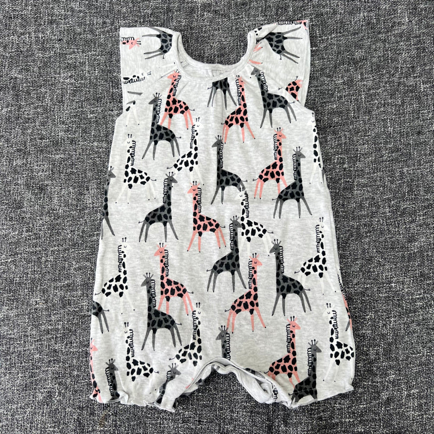 Girls 18-24 Month Grey Summer Romper With Giraffe Print