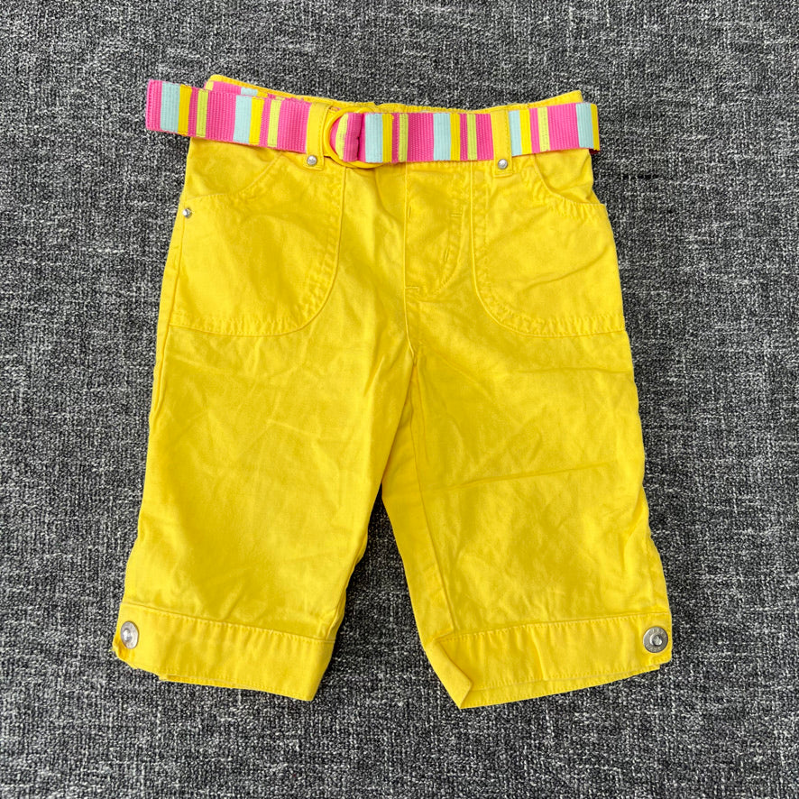 Girls 12-18 Month Yellow Cropped Trousers & Belt