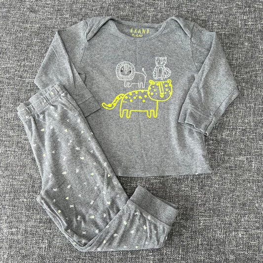 Boys 18-24 Month Grey Animal Print Pjs