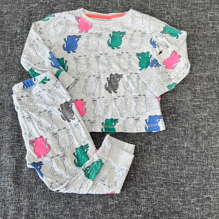 Boys 2-3 Year Grey Crocodile Print Pjs