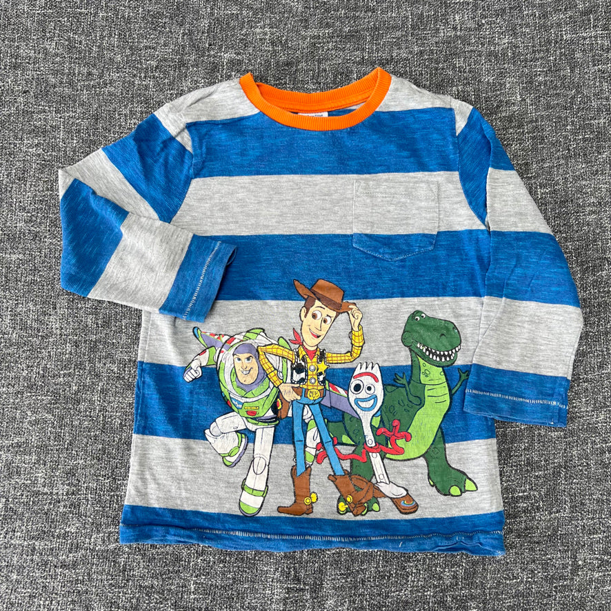 Boys 3-4 Year Blue & Grey Striped "Toy Story" Long Sleeved Top