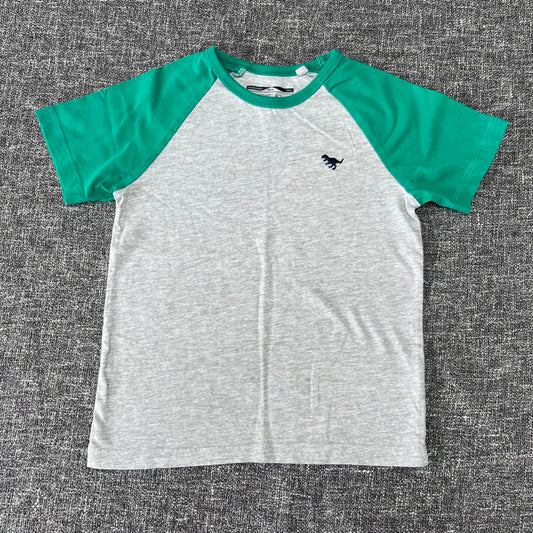 Boys 4-5 Year Plain Grey & Green T-shirt