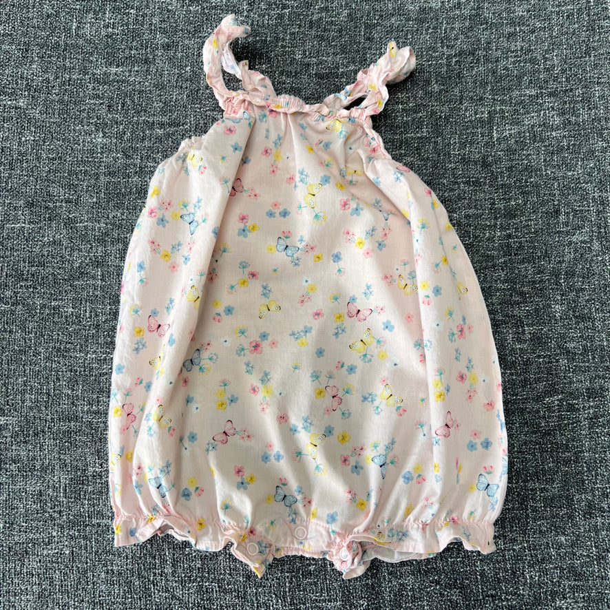 Girls 9-12 Month Pink Floral Print Summer Romper