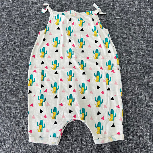 Girls 18-24 Month White Cactus Print Summer Romper