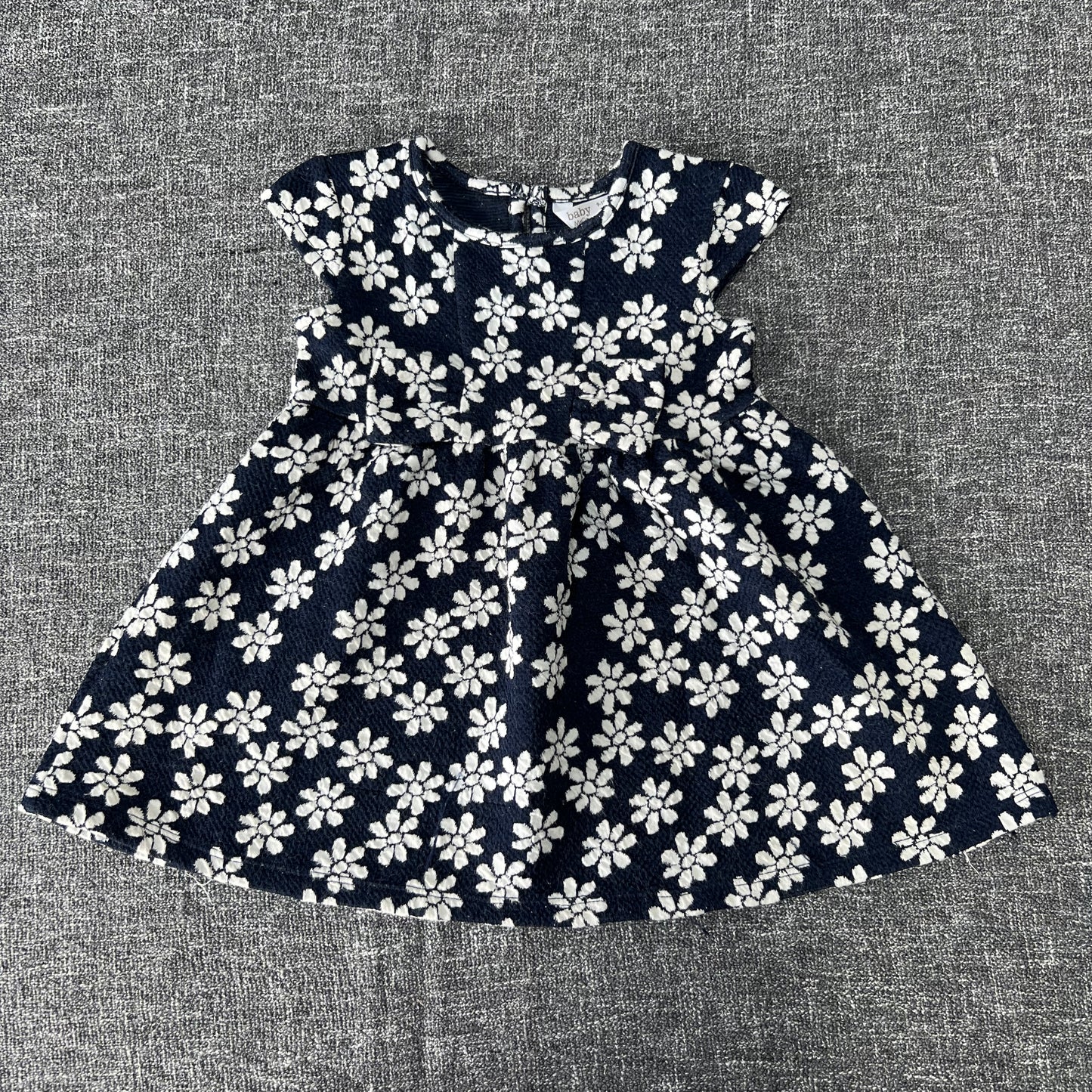 Girls 9-12 Month Blue & White Floral Patterned Short Sleeved Dress