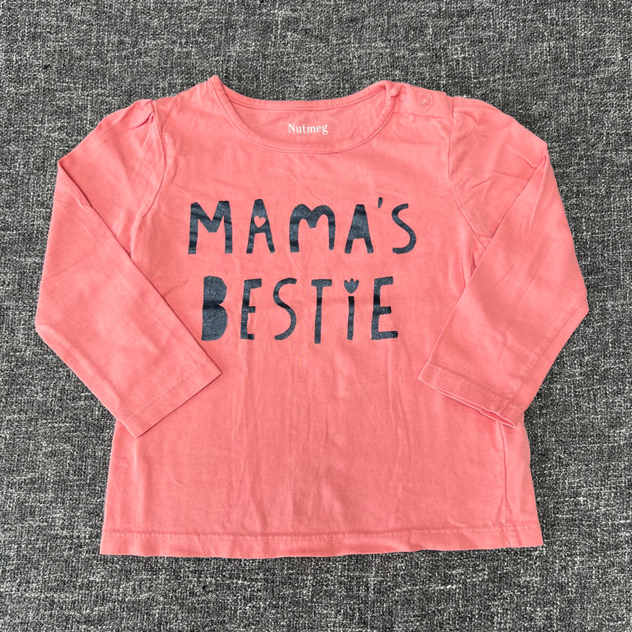 Girls 18-24 Month Peach "Mama's Bastie" Long Sleeved Top