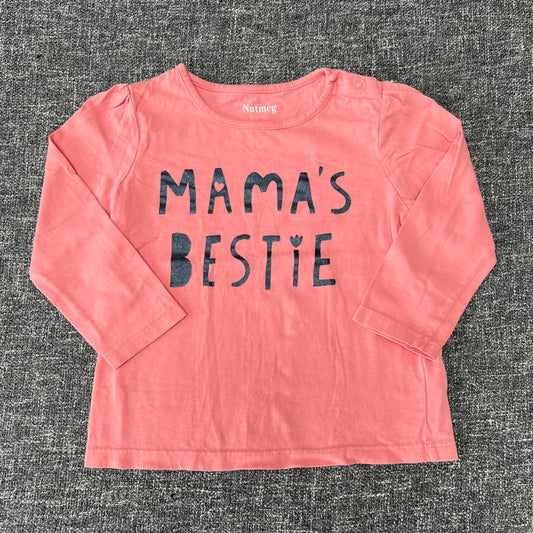 Girls 18-24 Month Peach "Mama's Bastie" Long Sleeved Top