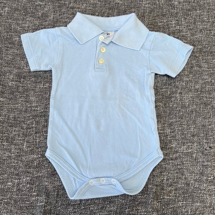 Boys 6-9 Month Light Blue Polo Style Short Sleeved Bodysuit