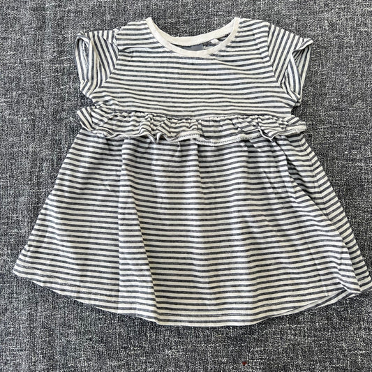 Girls 9-12 Month White & Black Striped T-shirt