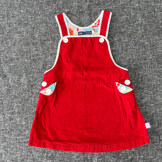 GIrls 18-24 Month Red & White Cord Pinafore Dress