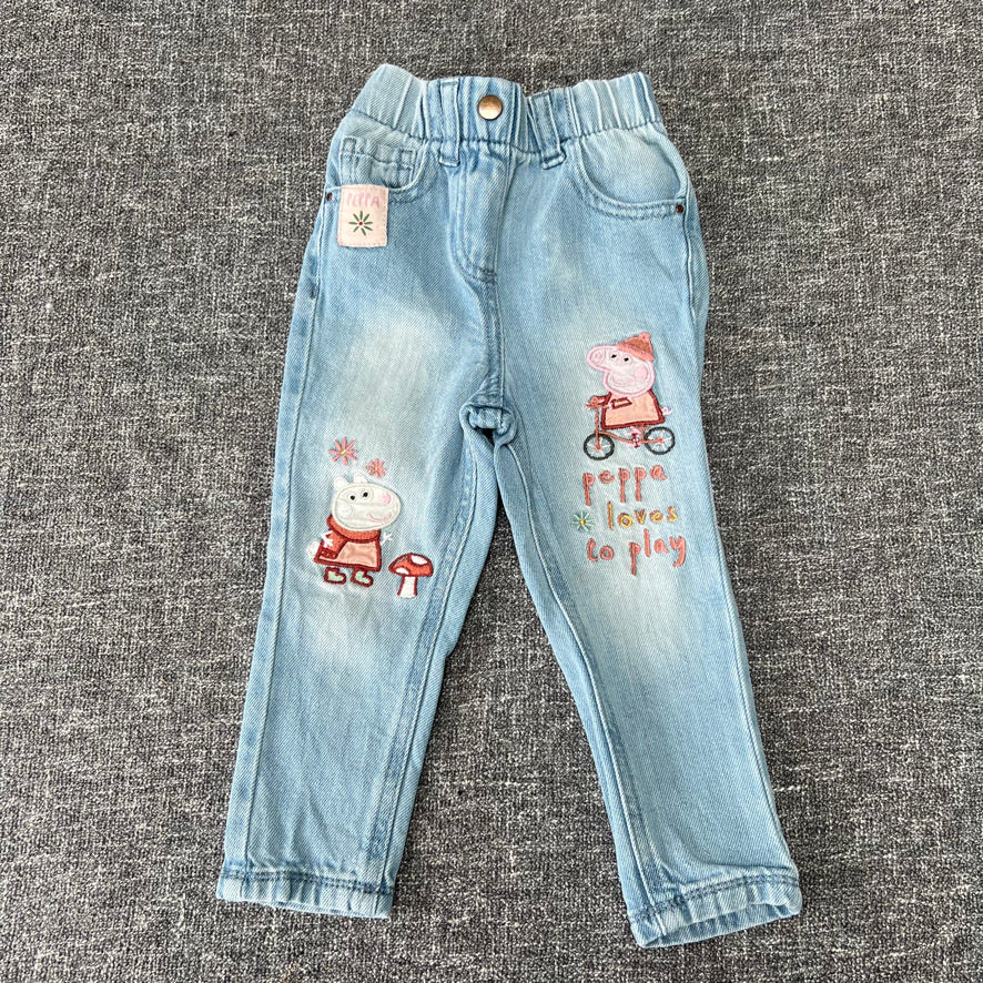 Girls 18-24 Month Light Blue Peppa Pig "Peppa Loves To Play" Jeans