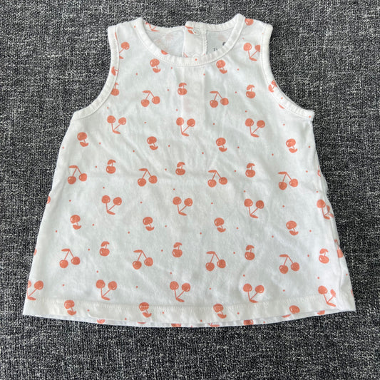 Girls 9-12 Month White T-shirt Top With Cherry Print