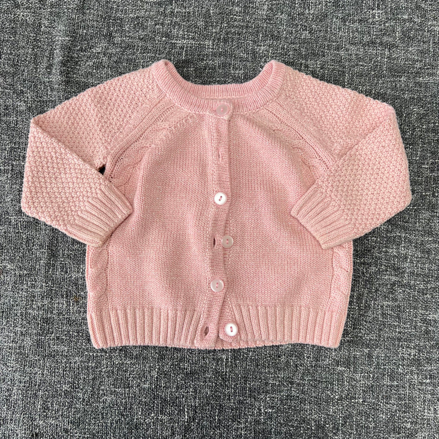 Girls 6-9 Month Pink Summer Cardigan With Silver Thread