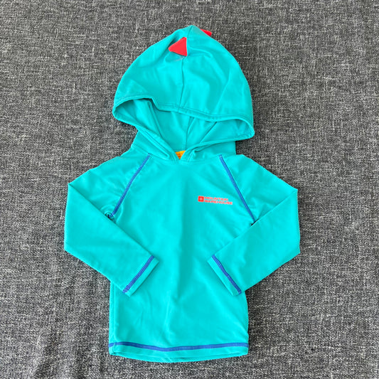 Boys 6-12 Month Turquoise Swim Top With Hood & Spines Down The Back