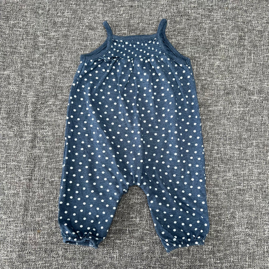 Girls 6-9 Month Blue Summer Romper With White Spots