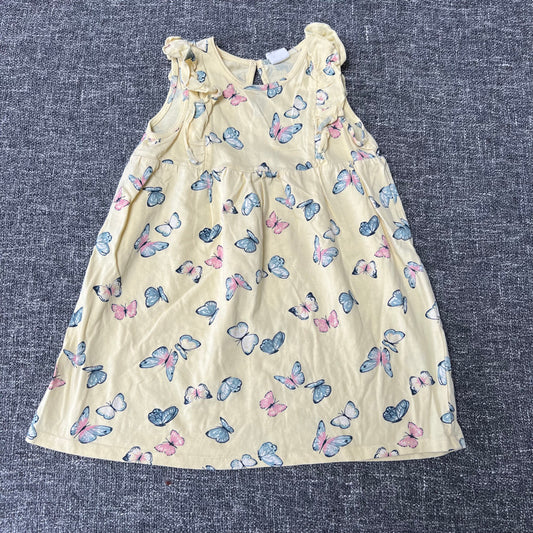 Girls 12-18 Month Yellow Jersey Summer Dress With A Butterfly Print