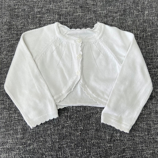 Girls 9-12 Month Plain White Summer Cardigan