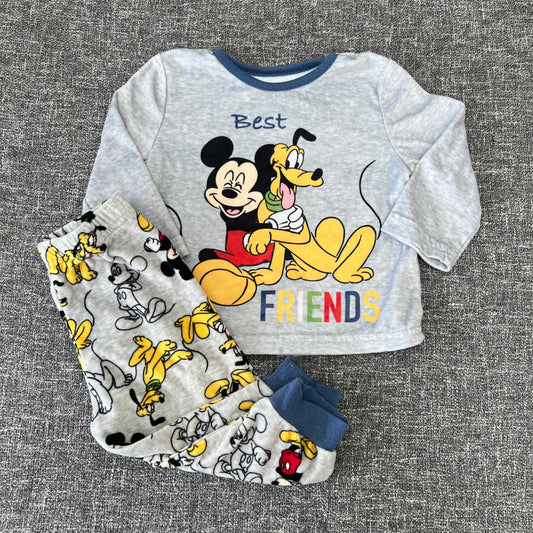 Boys 9-12 Month Grey Disney Mickey & Pluto "Best Friends" Soft Pjs