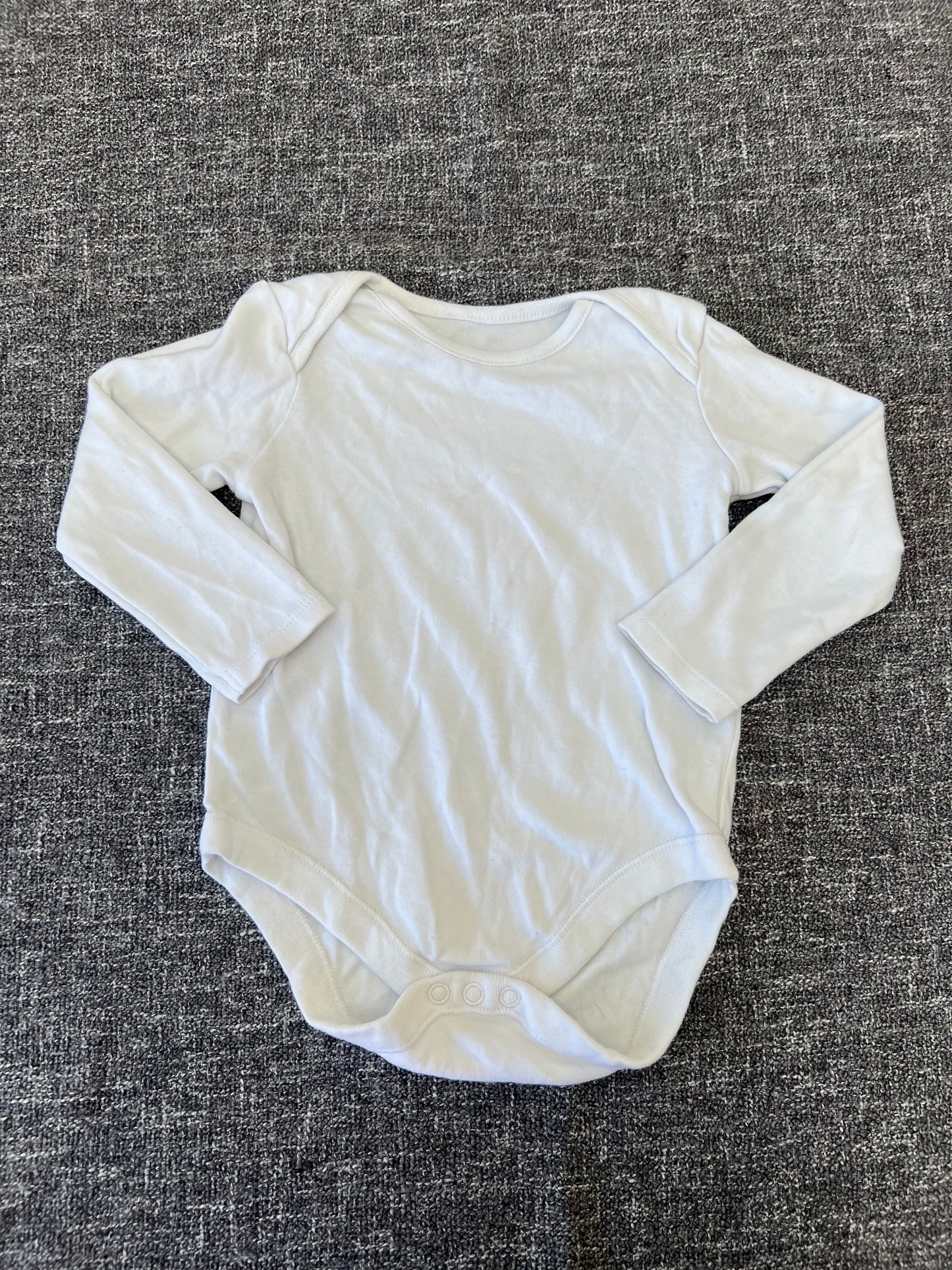 Boys 9-12 Month Plain White Long Sleeved Bodysuit