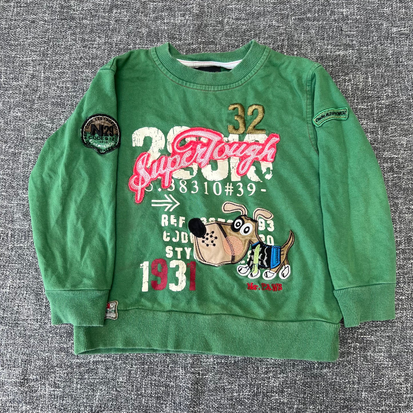 Boys 3-4 Year Green "Supertough" Sweatshirt Jumper