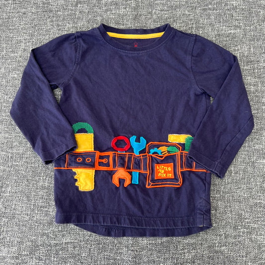 Boys 3-4 Year Blue Tool Belt Motif Long Sleeved Top