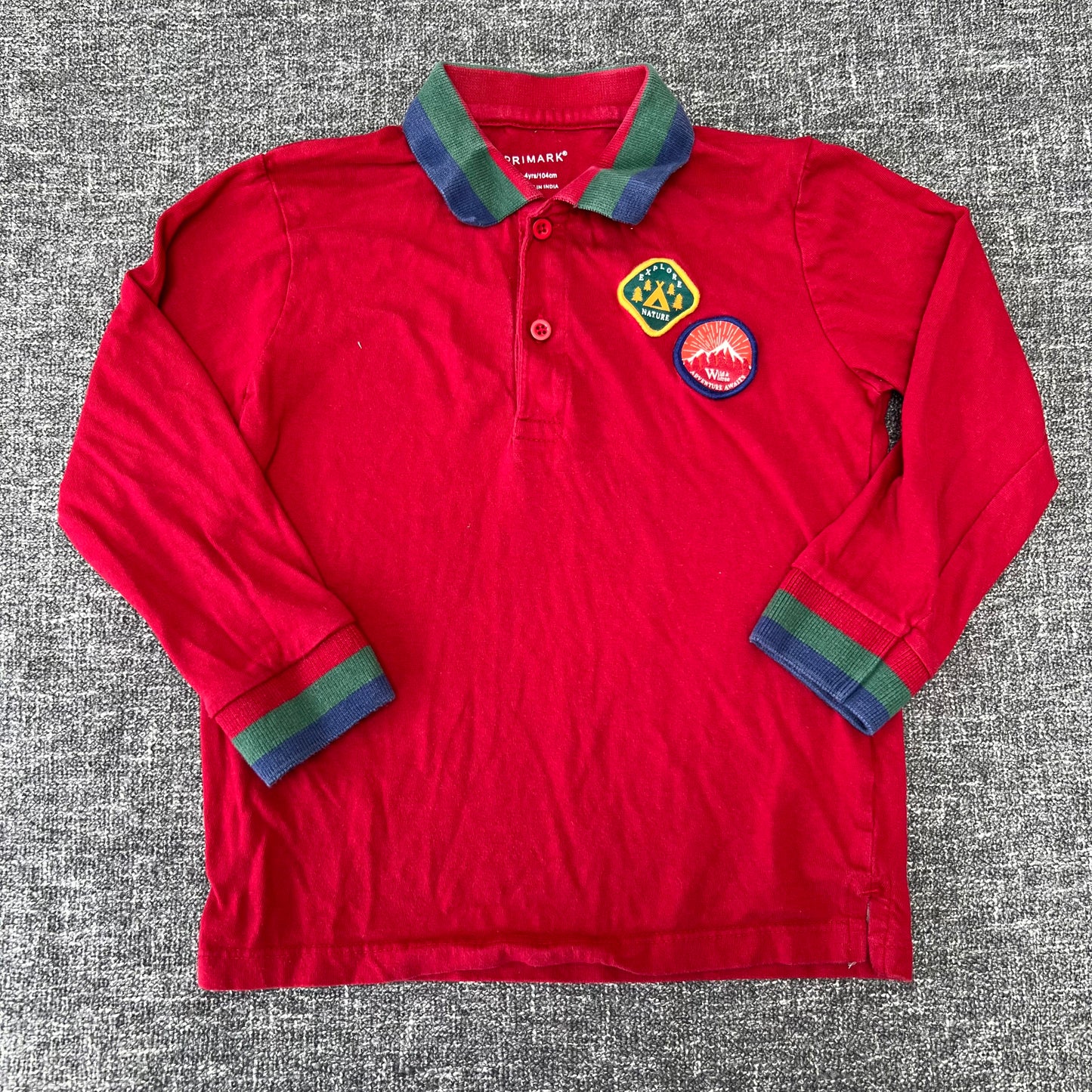 Boys 3-4 Year Red Long Sleeved Polo Shirt