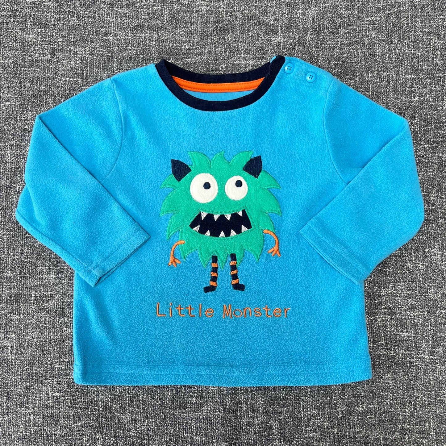 Boys 9-12 Month Blue "Little Monster" Fleece Jumper