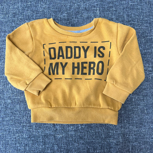 Boys 9-12 Month Yellow "Daddy Is My Hero" Sweatshirt Jumper