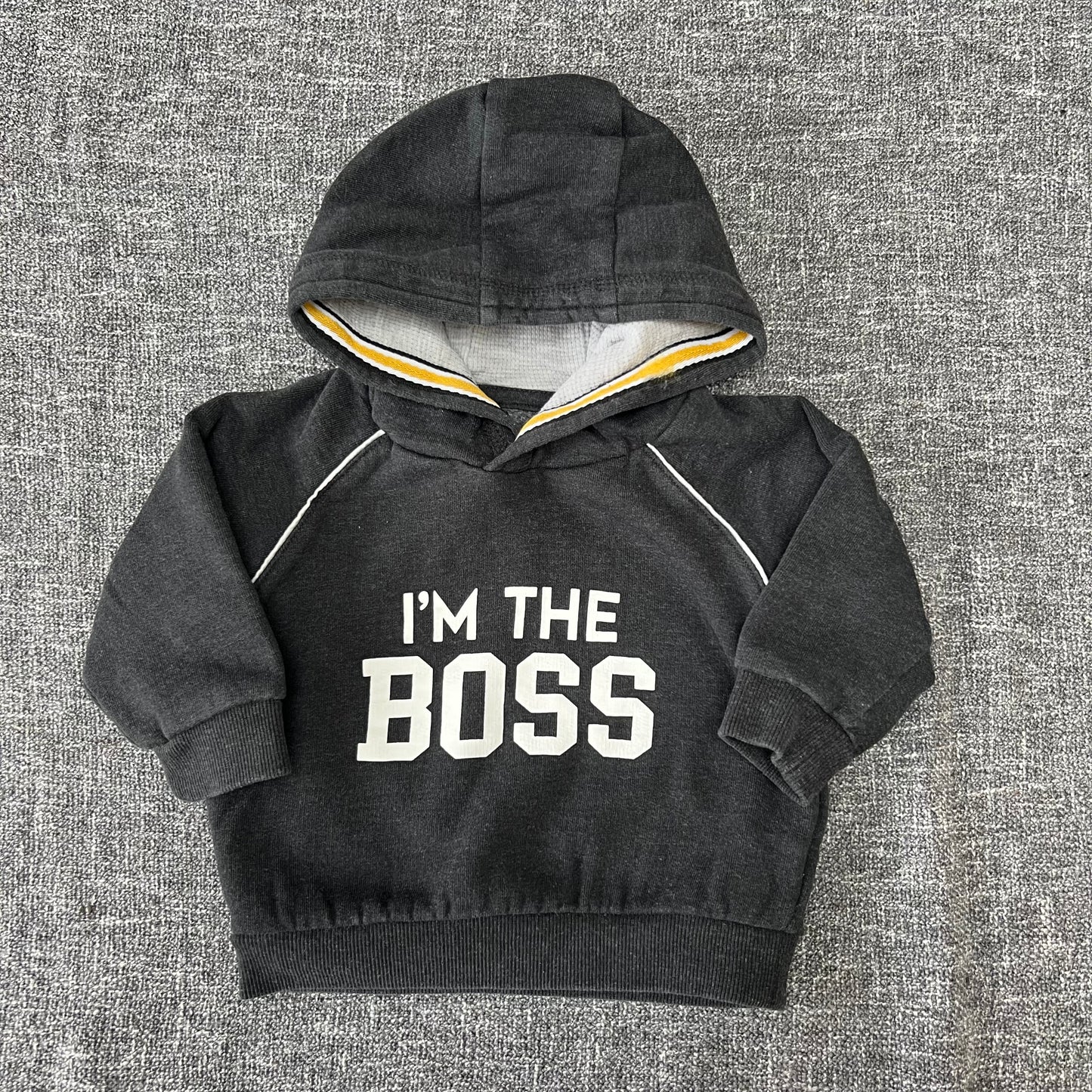 Boys 9-12 Month Black "I'm The Boss" Hoodie