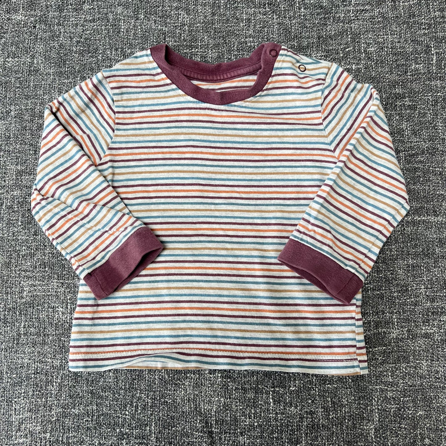 Boys 9-12 Month Grey & Multicolour Striped Long Sleeved Top