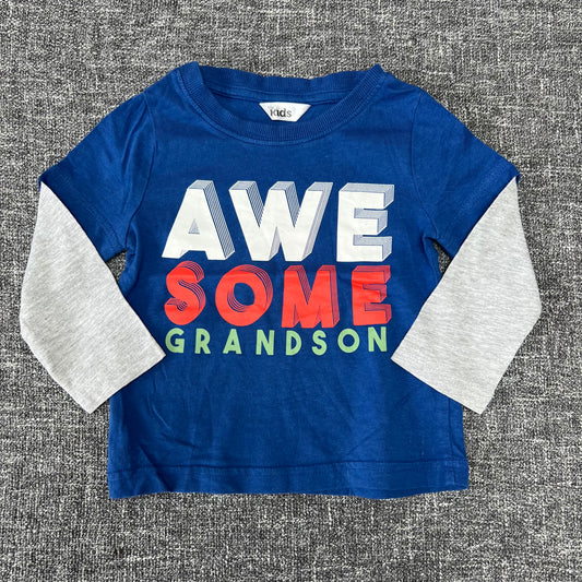 Boys 9-12 Month Blue "Awesome Grandson" :one Sleeved Top