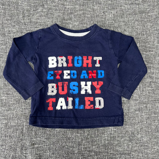 Boys 9-12 Month Blue "Bright Eyed & Bushy Tailed" Long Sleeved Top