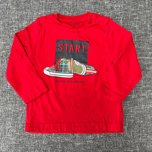 Boys 9-12 Month Red "Start Take Small Steps Every Day" Long Sleeved Top