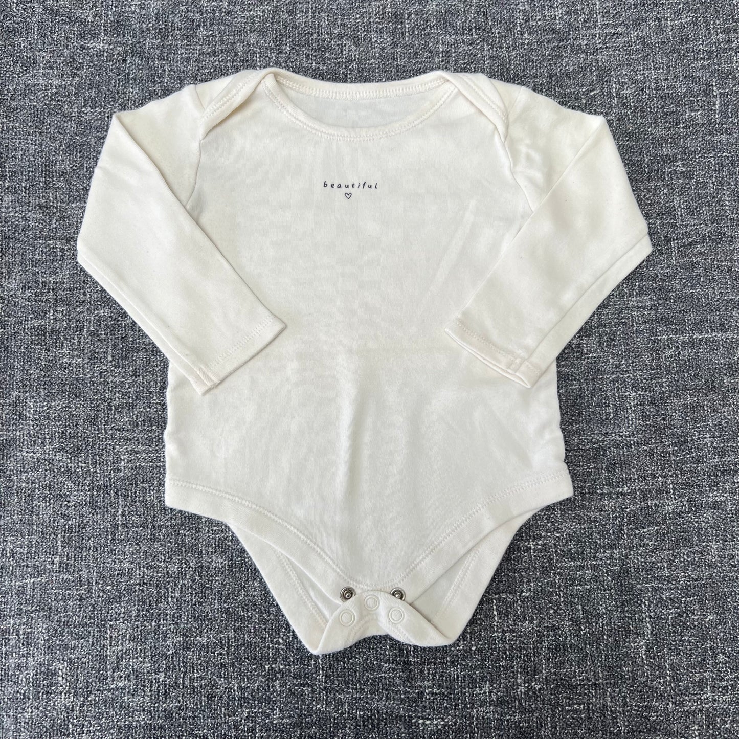 Boys 9-12 Month Cream "Beautiful" Long Sleeved Bodysuit