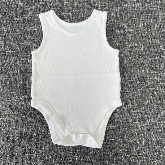 Boys 9-12 Month Plain White Sleeveless Bodysuit