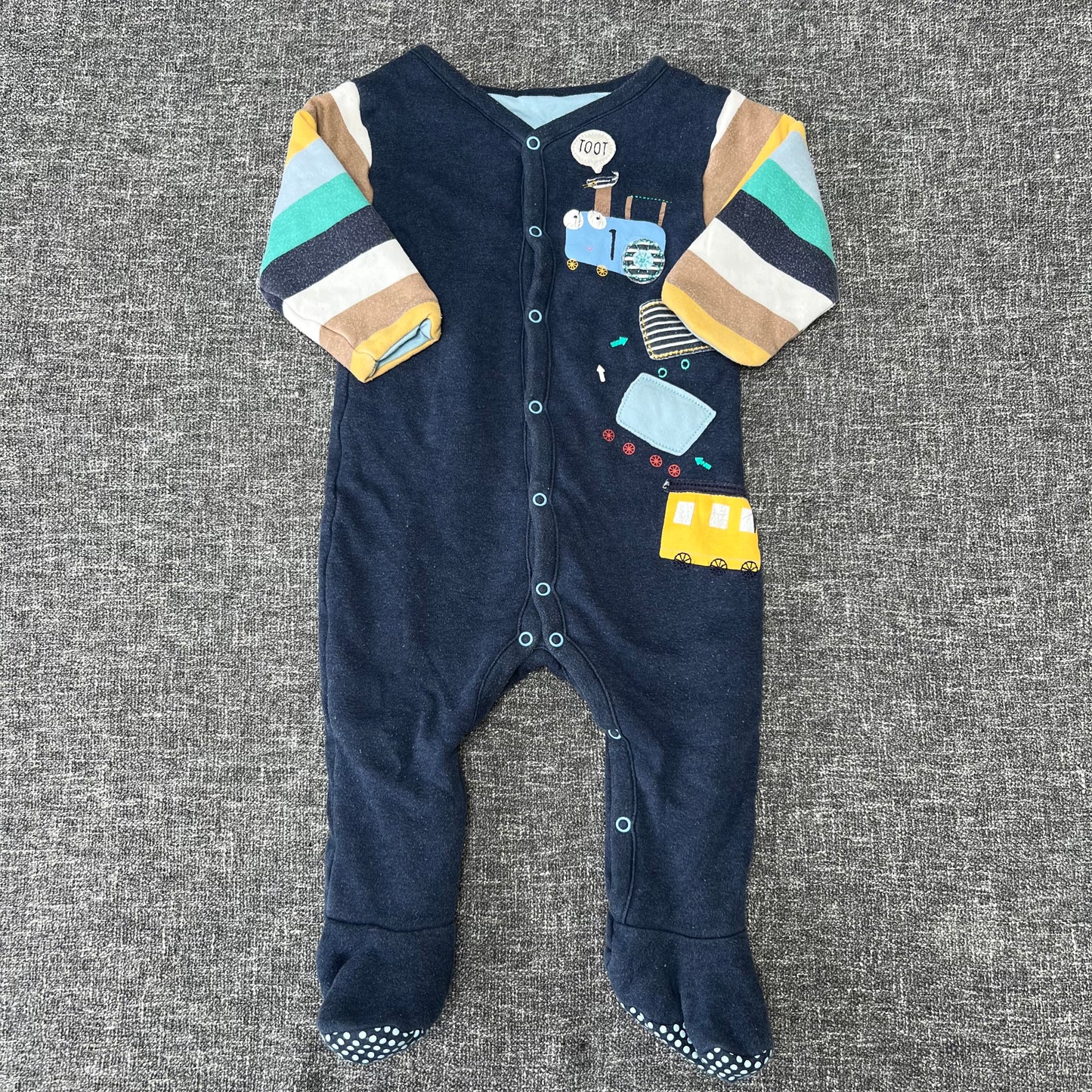 Boys 9-12 Month Navy Blue Padded Sleepsuit