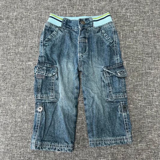 Boys 9-12 Month Blue Jeans With Coloured Waist Band