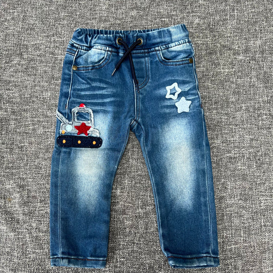 Boys 9-12 Month Blue Jeans With Appliqué Designs