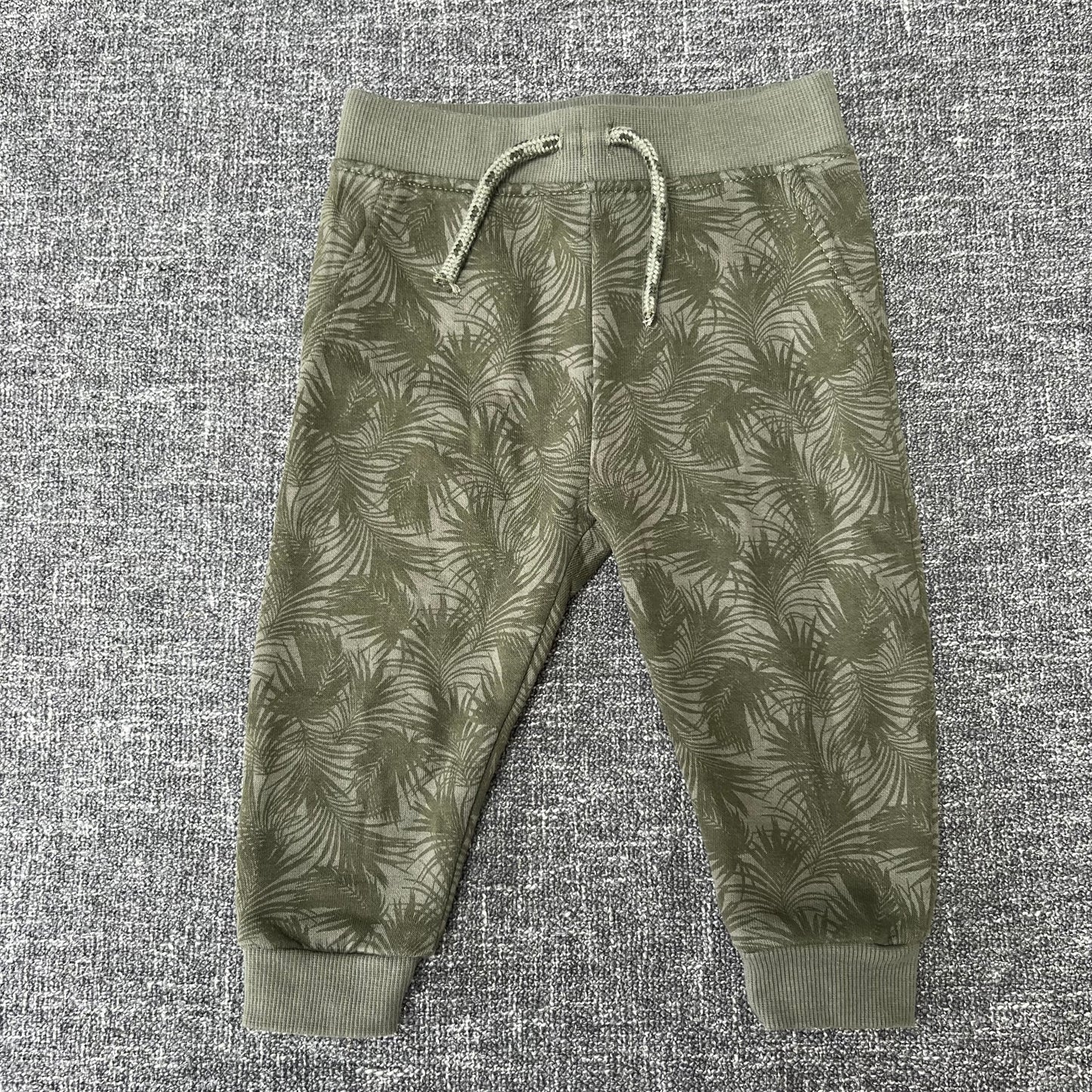 Boys 9-12 Month Green Tropical Leaf Print Joggers