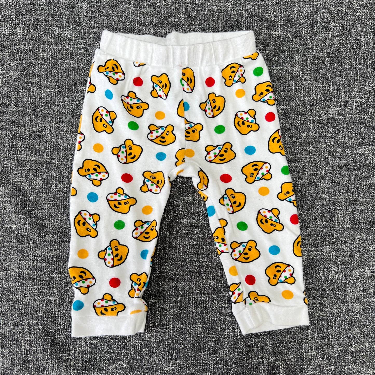 Boys 9-12 Month White Pudsey Print Joggers