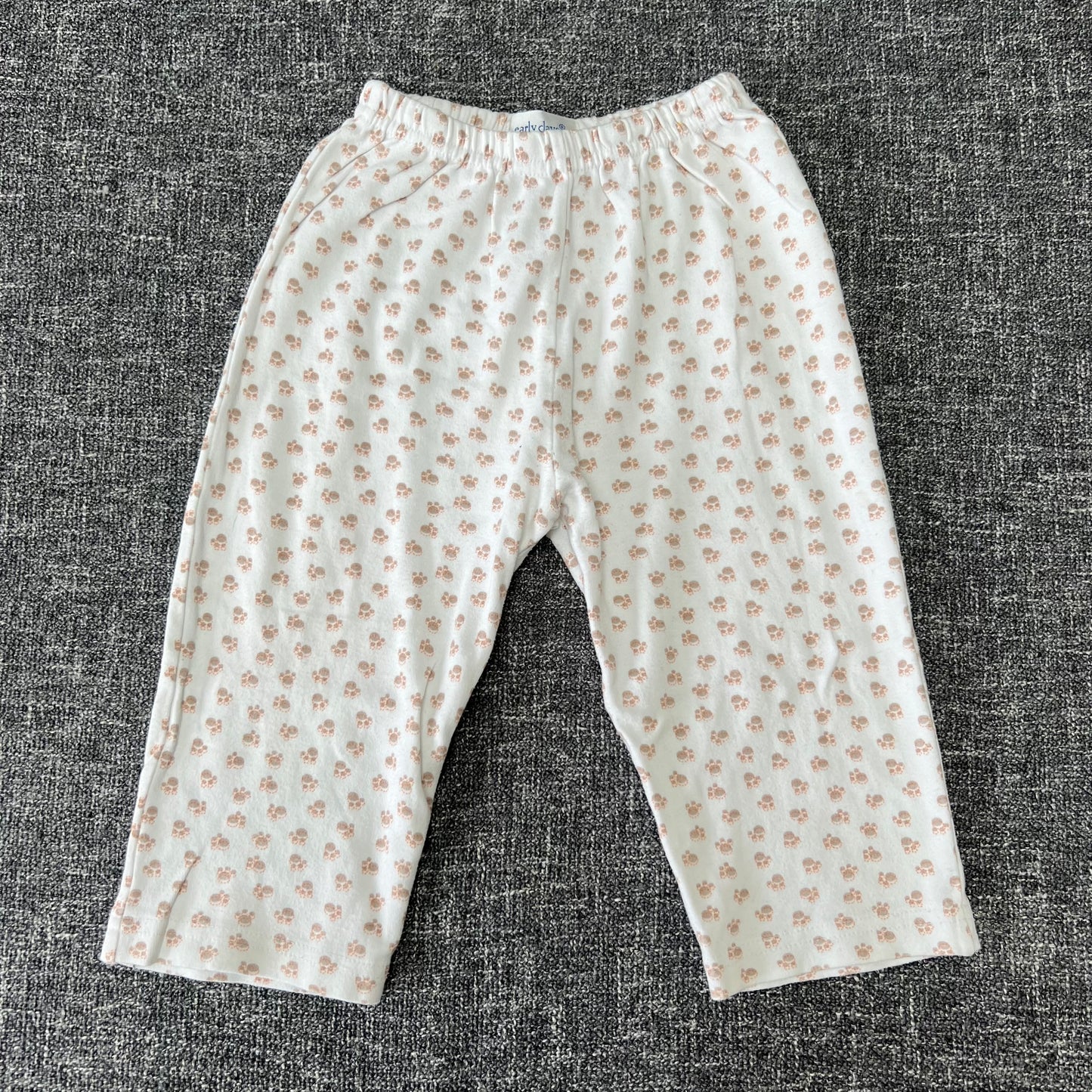 Boys 9-12 Month White Joggers With Brown Bear Foot Print