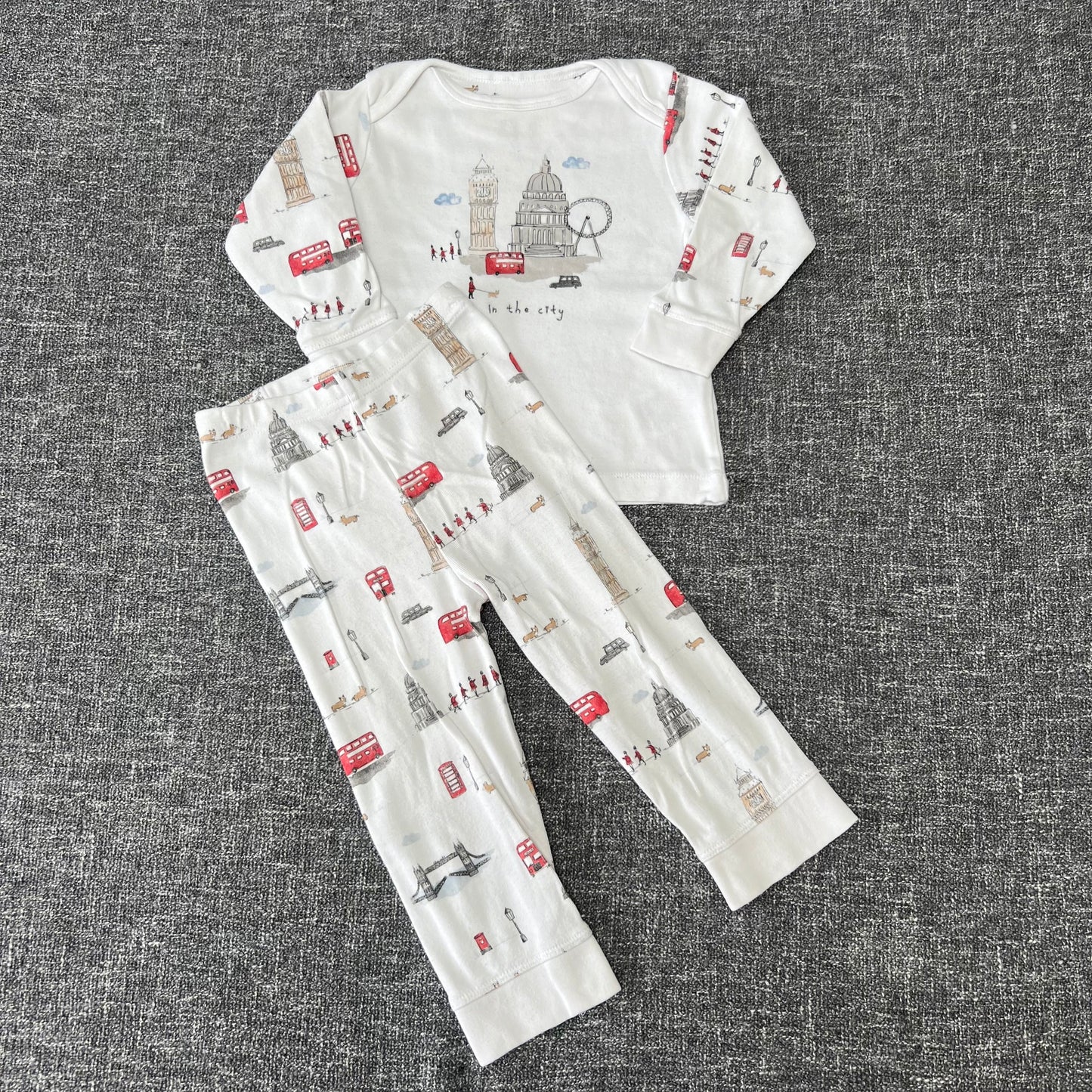 Boys 9-12 Month White "In The City" Print Pjs