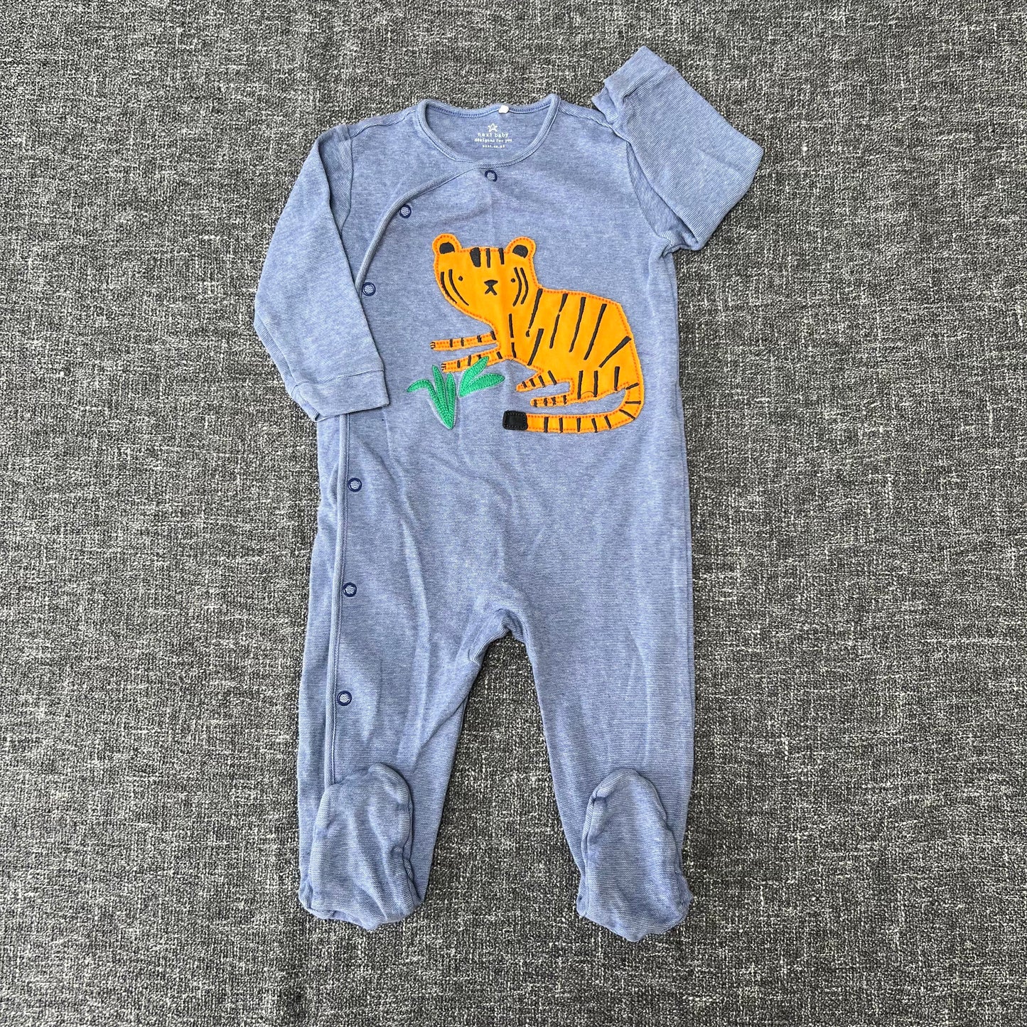 Boys 9-12 Month Blue Sleepsuit With Orange Appliqué Tiger